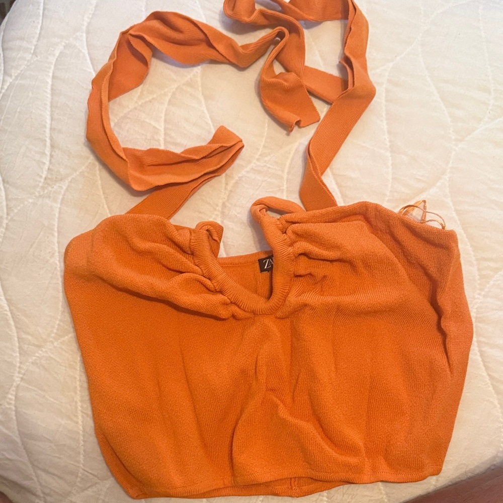 Zara Vibrant Orange Crop Top